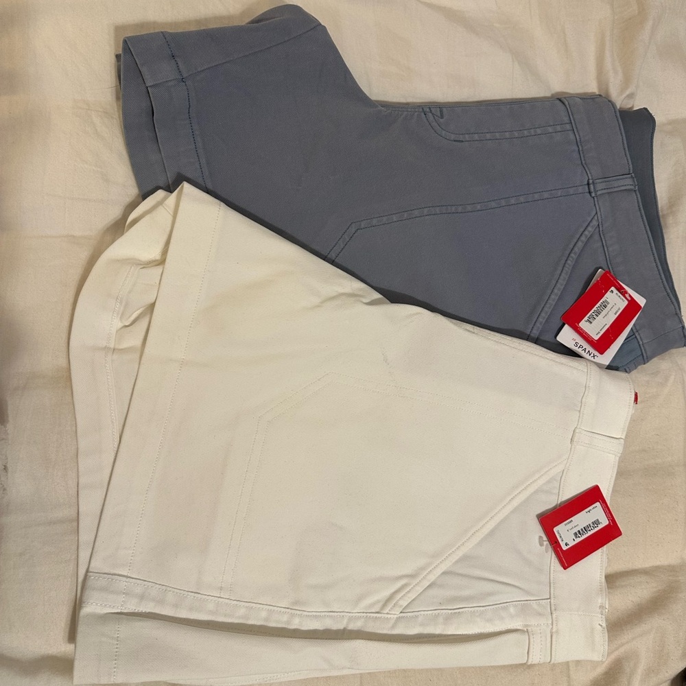 SPANX Twill shorts LOT  Blue and white. NWT